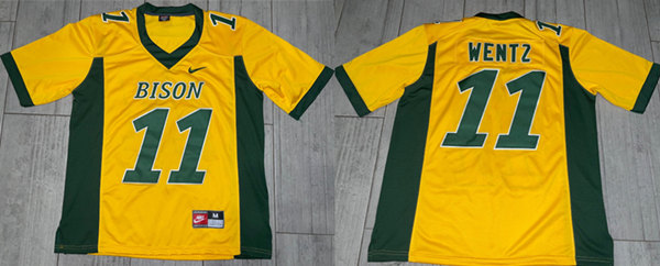Men's North Dakota State Bison Active Player Custom Yellow Stitched Football Jersey